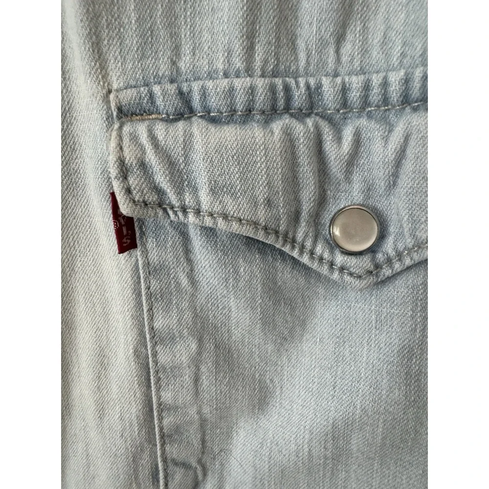 Levi's Denim Long Sleeve Western Shirt Men's XXL Pearl Snap Light Blue 3LYLW2262